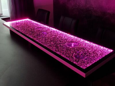Glaszone Element Barplatte mit LED-Beleuchtung in violett