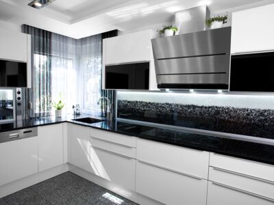 Glaszone Küchenrückwand Stufe weiß-schwarz