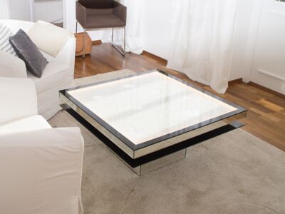 Glaszone Glass Table Shine with black enamel frame