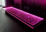 Glaszone Element Barplatte mit LED-Beleuchtung in violett