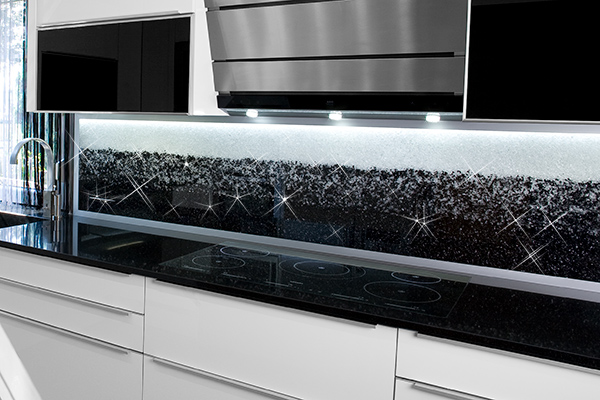 Glaszone Kitchen Splashback Stripes in white-black